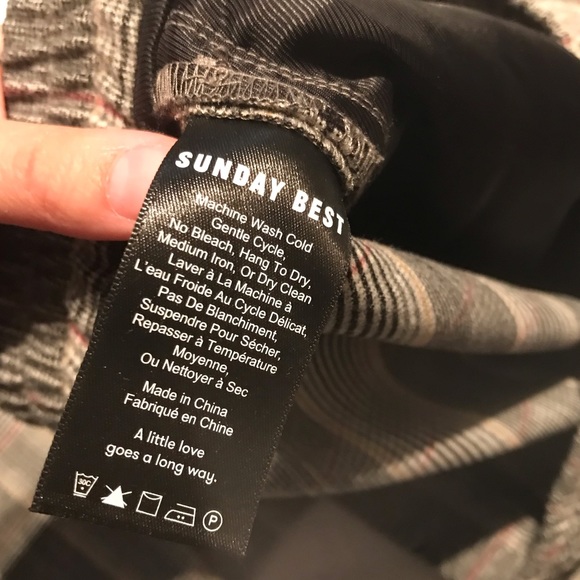 Aritzia Sunday Best Flyte Check Plaid Pants in Gray/Red Academia Size Medium - Picture 7 of 8